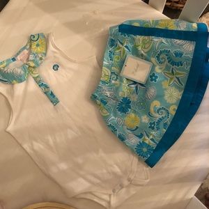 E.land skirt & sleeveless polo